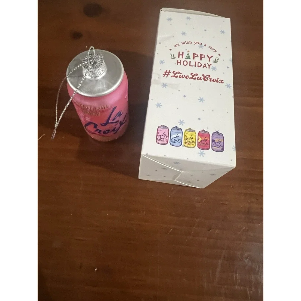 New‎ Lacroix Cherry Blossom Christmas Ornament Sparkling Water Can Holiday
